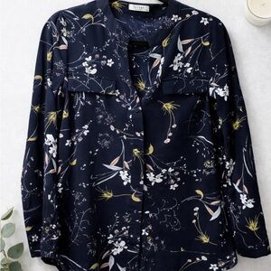 Women's Floral Navy Blouse